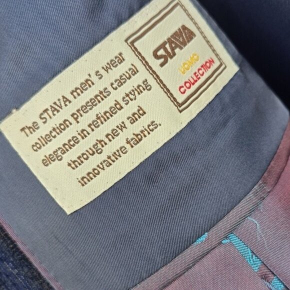 STAVA UOMO COLLECTION Men's Luxury Blue Corduroy (3) Button Blazer/Sport Coat - Picture 15 of 17